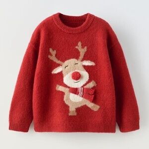 ZARA red reindeer Christmas sweater